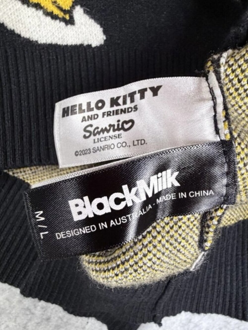 BlackMilk Gudetama Black Cropped Cardigan Lazy Egg Sweater Sanrio Size M/L - Picture 11 of 12